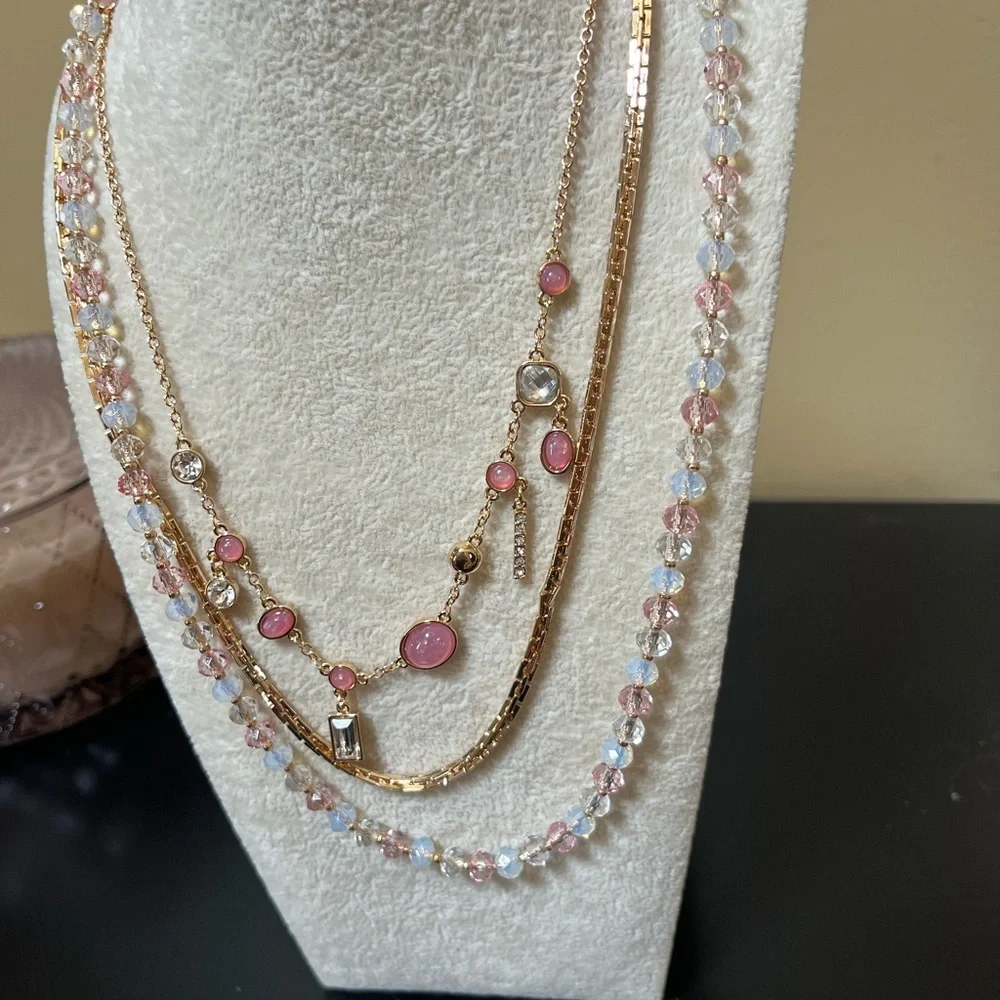 New! Guess Gold-Tone Mixed Stone Layered
Necklace, 16 2 extender - Picture 9 of 10